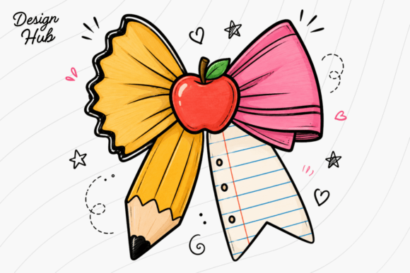 Cute School Pencil Bow PNG Design