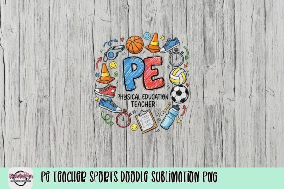 PE Teacher Sports Doodle Sublimation PNG
