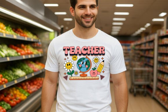 Retro Teacher PNG – Cute Teacher Back to School Design: A Strategic Asset for Educators and Creators