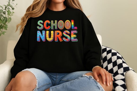 School Nurse Colorful Typography PNG