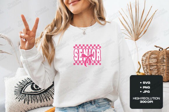 Senior Pink Checker Bow SVG: The Ultimate Design for Class of 2024 Celebrations