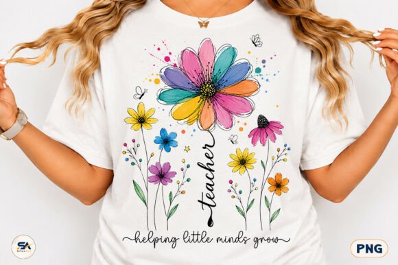 Teacher Floral PNG, Helping Little Minds