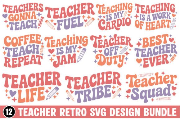 Teacher Retro SVG Design Bundle