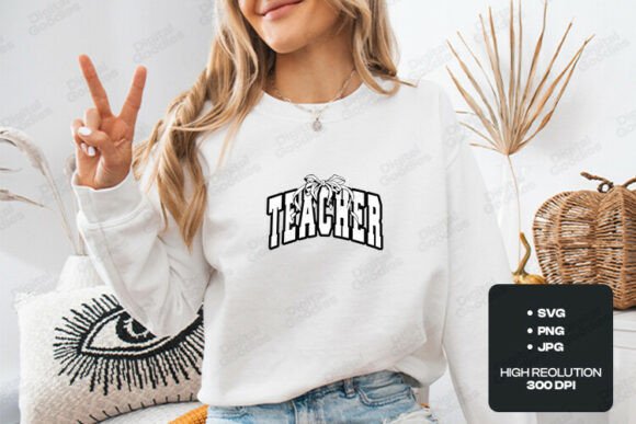 Teacher Varsity Bow SVG Design